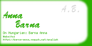 anna barna business card